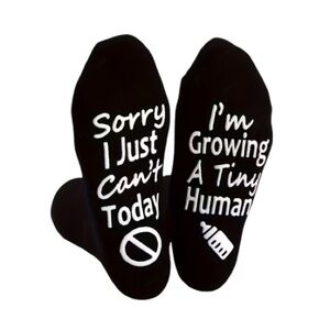 Non-Slips Humorous Black Maternity Socks